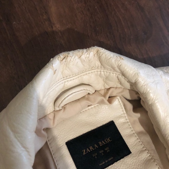 Zara Cream Faux Leather Jacket - Picture 9 of 11
